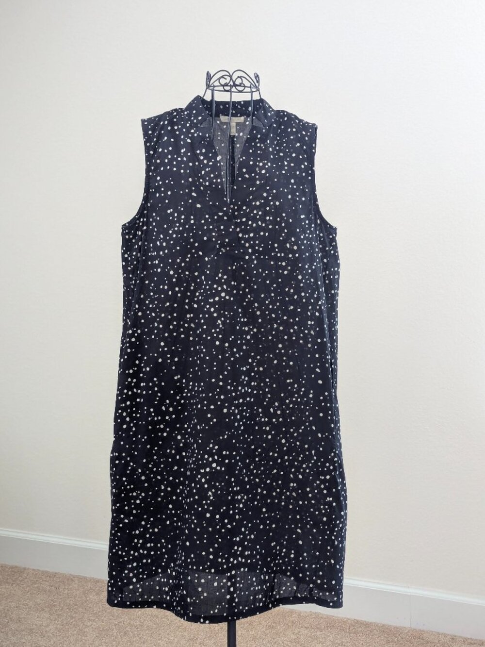 Eileen Fisher Organic Cotton Dress M Abstract Dot Minimalist Coastal
